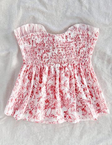 Top SHEIN CURVE, alb/rosu