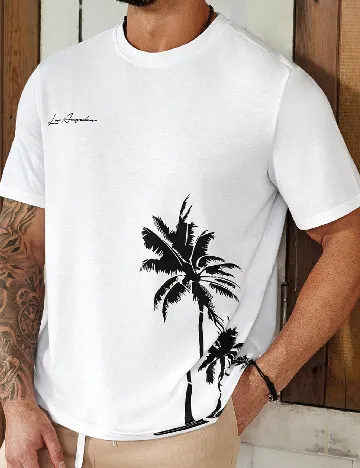 Tricou SHEIN Plus Size Men, alb