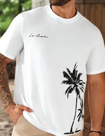 Tricou SHEIN Plus Size Men, alb