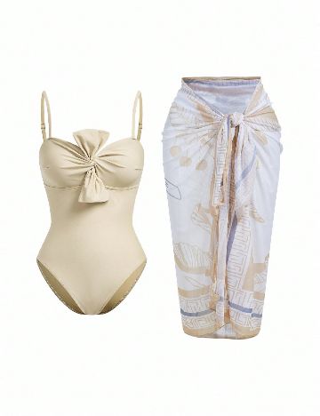 Costum de baie SHEIN, alb/crem