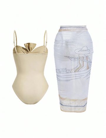 Costum de baie SHEIN, alb/crem