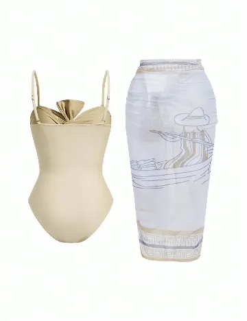 Costum de baie SHEIN, alb/crem
