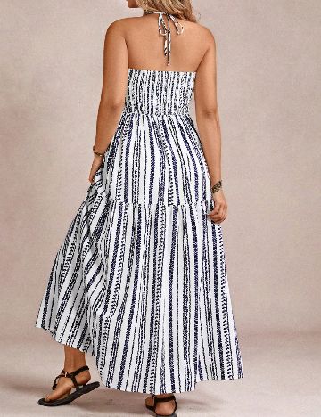 Rochie lunga SHEIN CURVE, alb/bleumarin