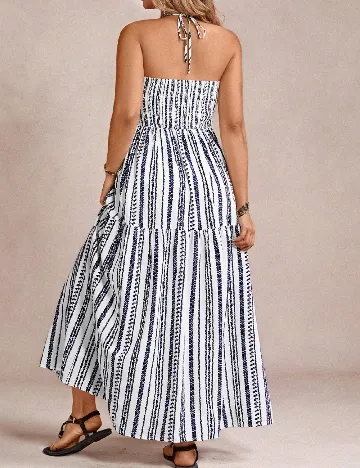 Rochie lunga SHEIN CURVE, alb/bleumarin