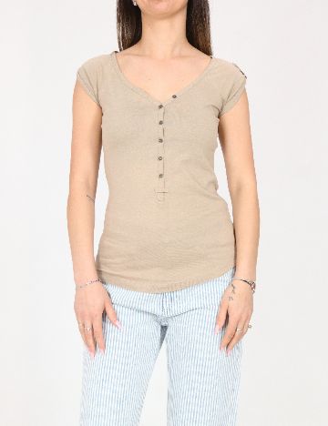 Tricou Bershka, crem