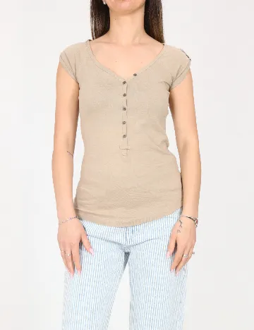 Tricou Bershka, crem