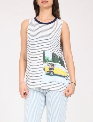 Maiou Pull&Bear, alb/albastru