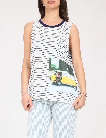 Maiou Pull&Bear, alb/albastru