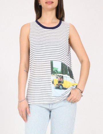 Maiou Pull&Bear, alb/albastru