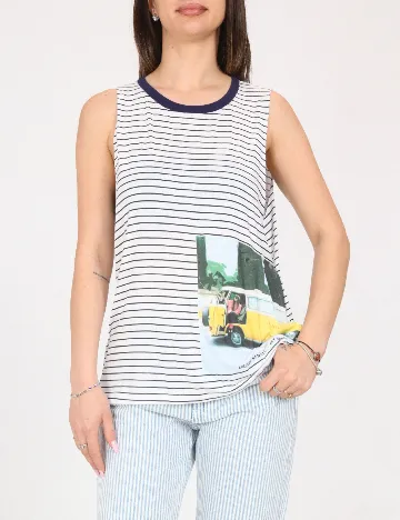Maiou Pull&Bear, alb/albastru