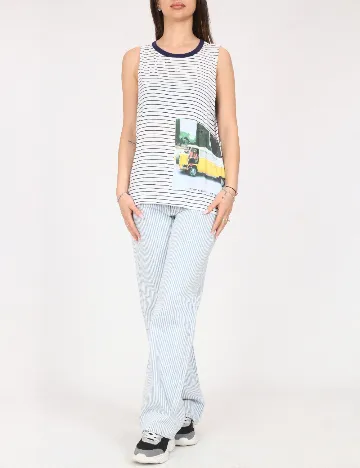 Maiou Pull&Bear, alb/albastru