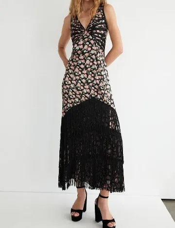 Rochie lunga WAREHOUSE, floral print/negru