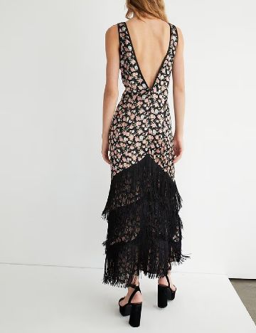 Rochie lunga WAREHOUSE, floral print/negru