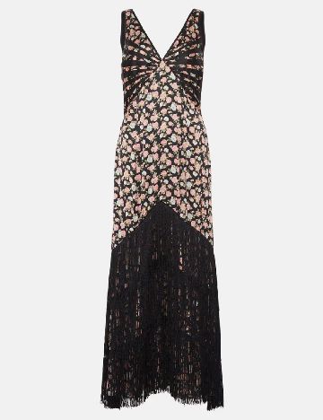 Rochie lunga WAREHOUSE, floral print/negru