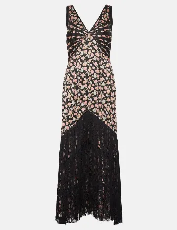 Rochie lunga WAREHOUSE, floral print/negru