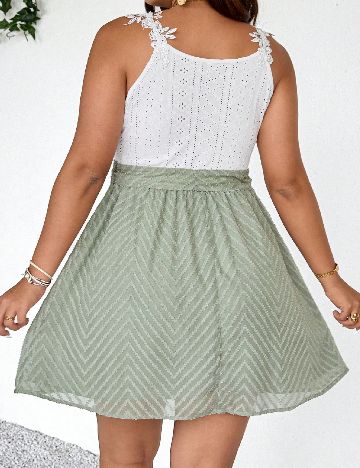 Rochie scurta SHEIN CURVE, verde/alb