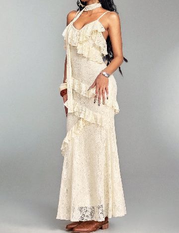 Rochie lunga Romwe, crem