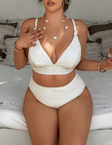 Costum de baie SHEIN CURVE, alb