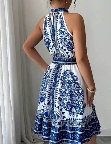 Rochie scurta SHEIN, alb/albastru