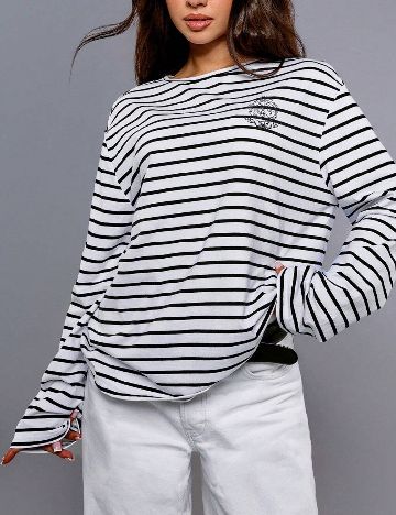 Bluza SHEIN, alb/negru