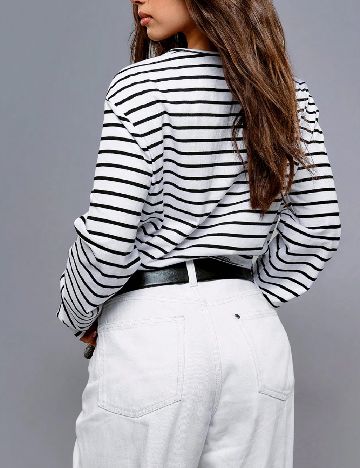 Bluza SHEIN, alb/negru