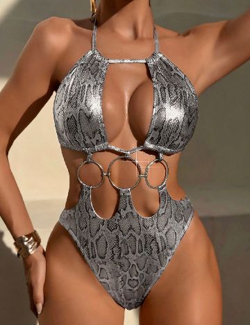 Costum de baie SHEIN, imprimeu sarpe