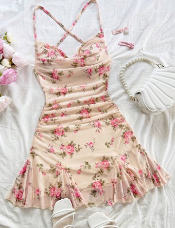 Rochie scurta SHEIN, crem