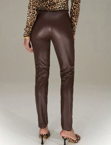 Pantaloni imitatie de piele TypaGal, maro