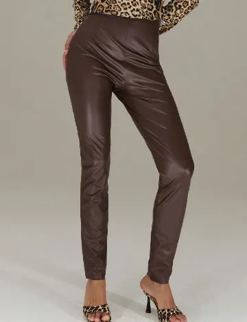 Pantaloni imitatie de piele TypaGal, maro