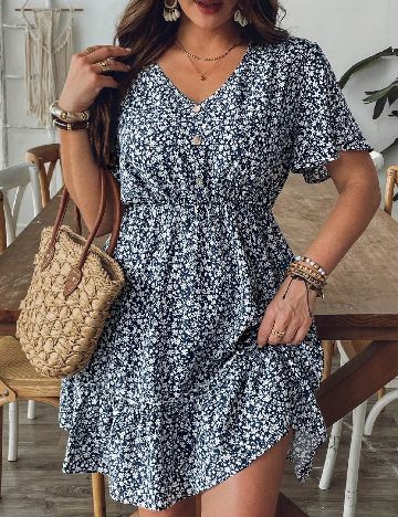 Rochie scurta SHEIN CURVE, floral print