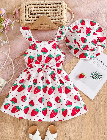 Rochie Shein Kids, alb/rosu