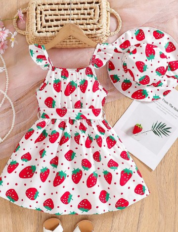 Rochie Shein Kids, alb/rosu
