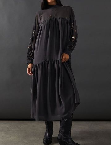 Rochie medie WAREHOUSE, gri inchis