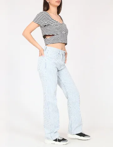 Top Bershka, alb/albastru