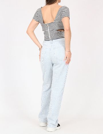 Top Bershka, alb/albastru