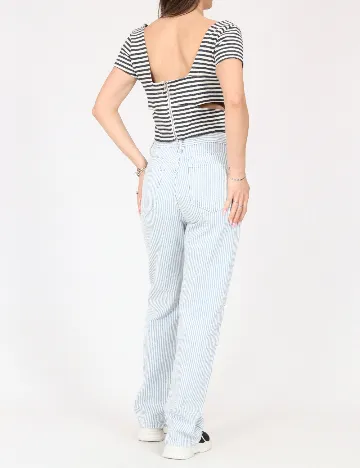 Top Bershka, alb/albastru