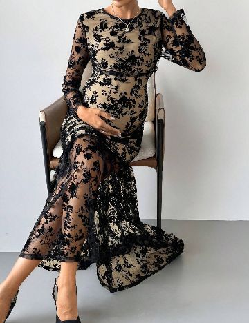 Rochie lunga SHEIN Maternity, negru