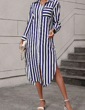 Rochie medie SHEIN, alb/albastru