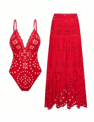 Costum de baie SHEIN, rosu