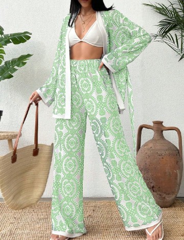 Compleu SHEIN, alb/verde
