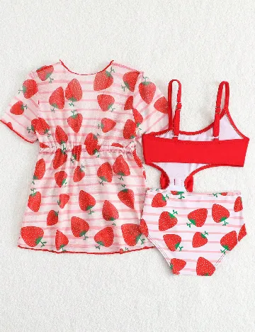 Costum de baie Shein Kids, rosu/roz