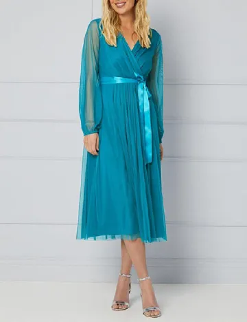 Rochie medie Wallis, turcoaz