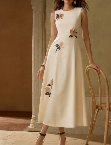 Rochie lunga MOTF, crem