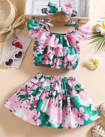 Compleu Shein Kids, verde/roz