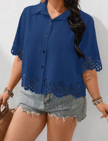 Camasa SHEIN CURVE, bleumarin