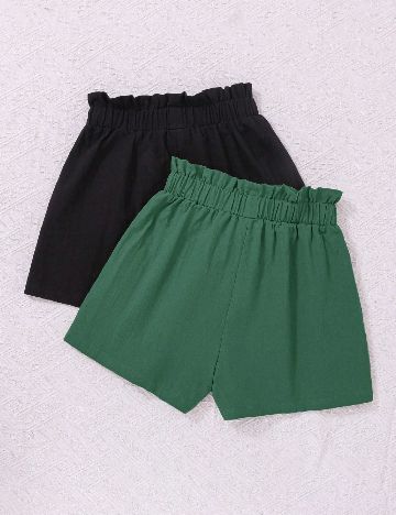 Set Pantaloni scurti 2 perechi SHEIN CURVE, negru/verde