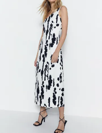 Rochie lunga WAREHOUSE, alb/negru