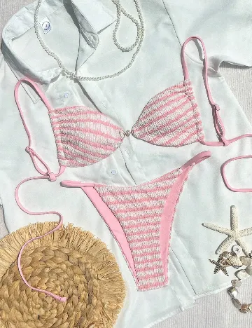 Costum de baie SHEIN, roz/alb