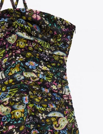 Rochie scurta Zara, negru floral