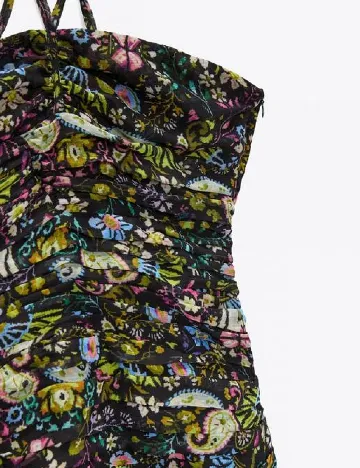 Rochie scurta Zara, negru floral